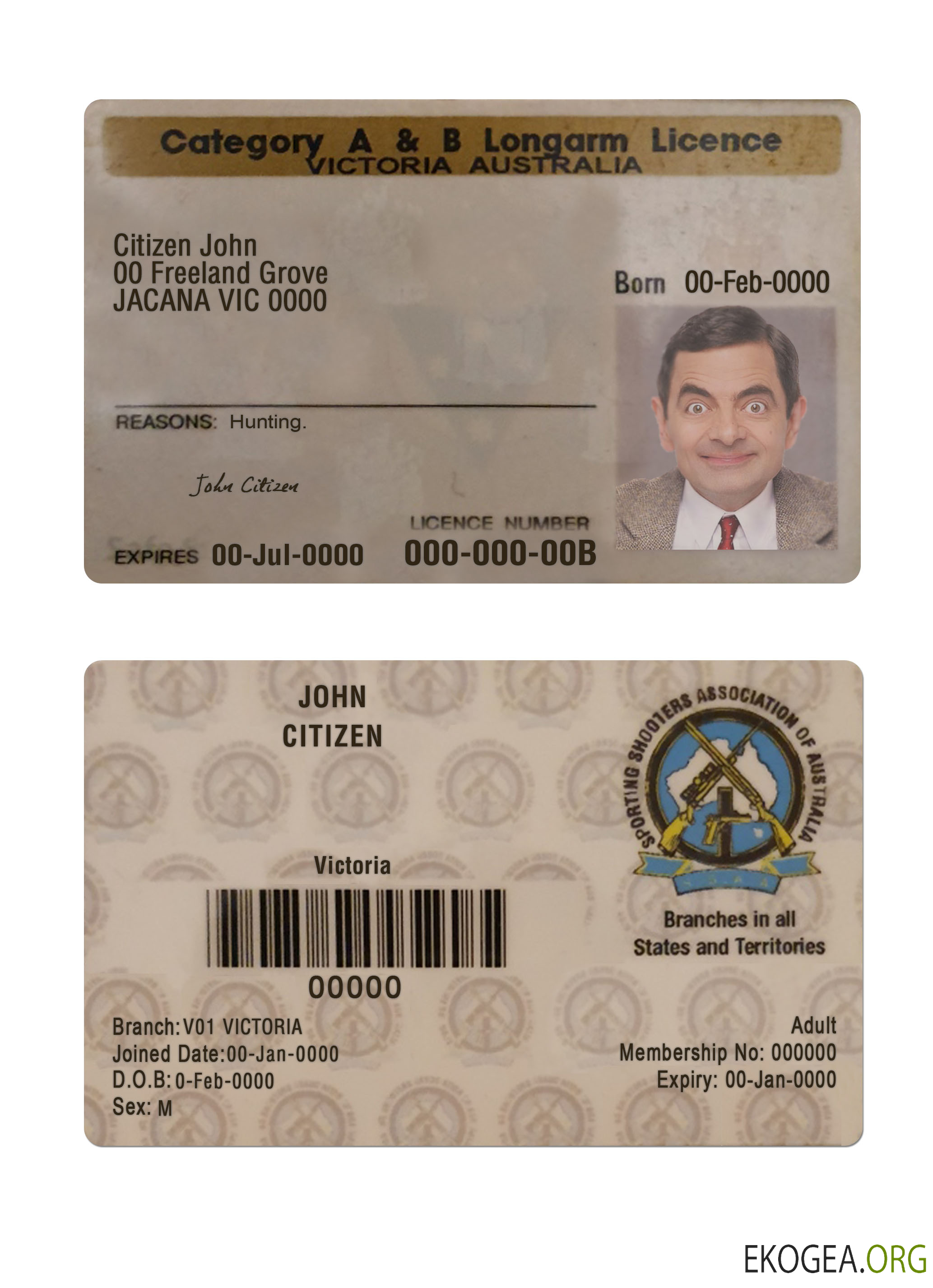 Australia Victoria state A & B longarm license